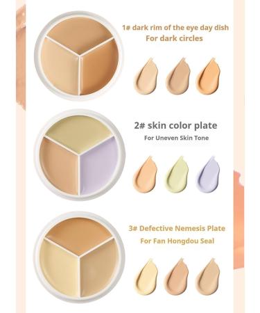 Concealer 3-Color Concealer Make Up Waterproof Leg Foundation Full Cover Concealer Palette Corrects Dark Circles Red Marks Scars (1# Dark Circle Cover 4.5g) - Buy Online on GoSupps.com