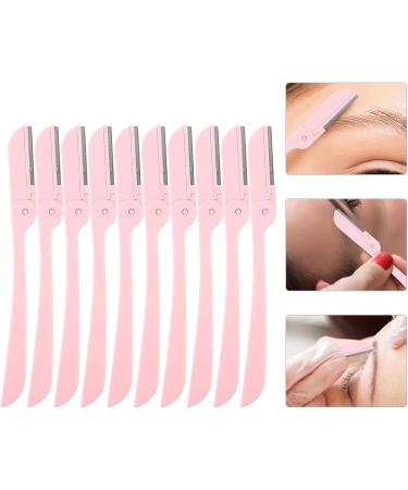 Beaupretty 10pcs Folding Eyebrow & Mustache Trimmer | Stainless Steel Eyebrow Razor & Tweezer for Women | Perfect Eyebrow Grooming Tool - Pink - Buy Online on GoSupps.com