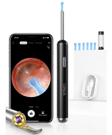 Ear Wax Removal 1296P Ear Cleaner with Camera Ear Wax Removal Kit Rechargeable Visual Wireless Smart with Visible Lighted Endoscope Ear Cleaning Clean Scope Kit Black