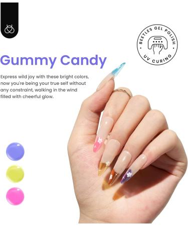 Beetles Gel Polish 6-Piece Jelly Nail Set - Neon Summer Colors | Soak Off UV LED Gel Kit for DIY Manicure | Translucent Pink, Blue, Green, Orange, Purple | Gummy Candy Collection - Buy Online on GoSupps.com