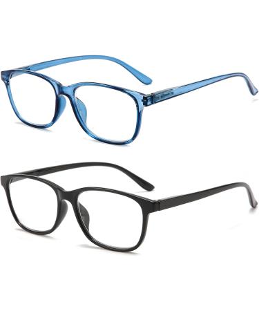 Ajyado Blue Light Blocking Reading Glasses for Men & Women - Stylish Anti-UV Enlarged 2.75 Readers - Unbreakable Black & Blue Fashion Eyewear - Buy Online on GoSupps.com