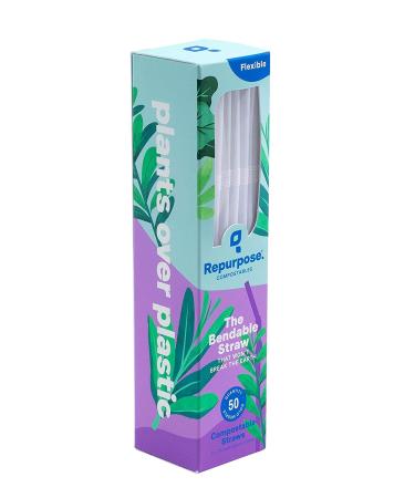 Repurpose 100% Compostable Plant Based Straws | BPA Free | Eco Friendly Straws | 50 Party Straws