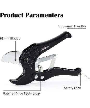 Sharp-Tec Heavy Duty PVC Pipe Cutter - 3-42mm Ratchet Tubing Cutter with Aluminium Alloy Body and 65mm Blade - Black - Buy Online on GoSupps.com