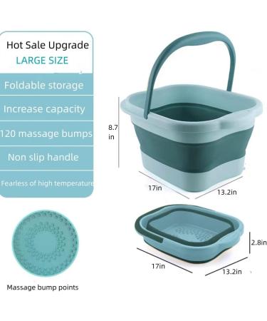 Collapsible Foot Bath Tub with Handle | Foot Spa Massager Basin for Soaking Feet | Pedicure Foot Soak Acupoint Massage | Plastic Foot Bucket (Blue) - Buy Online on GoSupps.com