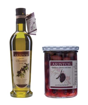 ARISTOS ARISTOS Natives Extra Cold Pressed Olive Oil + Kalamata Olives from our own Greek Culture (1 x 500 ml + 1 x 300 g)