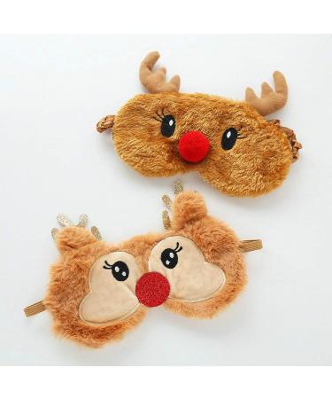 Christmas Deer Eye Mask - Cute Animal Blindfold for Sleeping - Plush Eye Cover (Style 2) - Buy Online on GoSupps.com