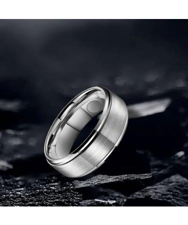 JEROOT Titanium Magnetic Rings for Men and Women - Sleek Design with 2 Strong Magnets - Silver 8mm Y 1/2 (3500 Gauss) - Gift Box Included - Buy Online on GoSupps.com
