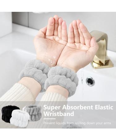 9 PCS Spa Headband & Wristband Set | Soft Coral Fleece Hair Wrap | Highly Absorbent | for Face Washing, Shower, Makeup | Black, White, Grey - Buy Online on GoSupps.com