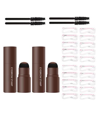 LXZJJM Eyebrow Stamp Stencil Kit - Long-lasting Smudge-free Brow Makeup | Natural and Smooth Texture | Multifunctional | Includes 10 Brow Shapes & Stamps | Reusable eyebrow stencils (02 natural brown 2pcs)