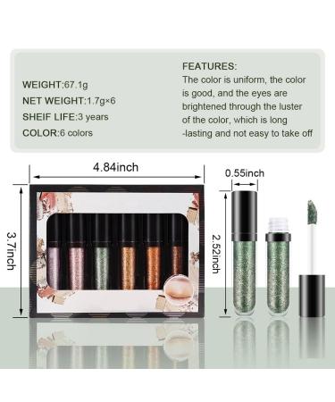 SUAKE 6 Pcs Liquid Glitter Eyeshadow & Eyeliner Makeup Kit - Purple Green Colors | Longwearing & Quick-Drying Shimmer Palette - Buy Online on GoSupps.com
