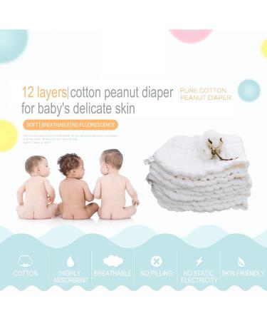 Happy Cherry Washable Cotton Diaper Inserts - 12 Reusable Baby Diapers (10 White + 2 Extra) | Eco-Friendly International Shipping - Buy Online on GoSupps.com