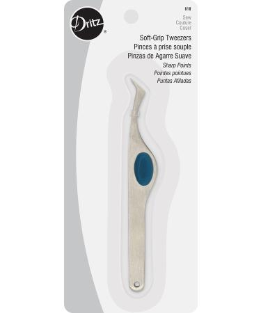 Dritz 818 Soft Grip Tweezers  4 inches  Silver