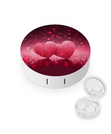 Contact Lens Case Red Heart Print Plastic Contact Lens Case contact Lens Care Box ontact Lens Travel Box