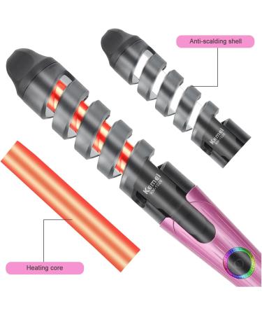 Besreey Hair Curling Wand - Portable Hair Curler Hair Straightener and Curler 2 in 1 Automatic Hair Curler Curling Wand for Girls and Women Pink US - Buy Online on GoSupps.com