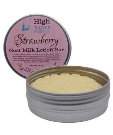 Strawberry Lotion Bar - Hydrating Goat Milk Lotion for Dry Skin | Eco-Friendly Beeswax Solid Lotion | Travel-Friendly Zero Waste Hand Care - Buy Online on GoSupps.com
