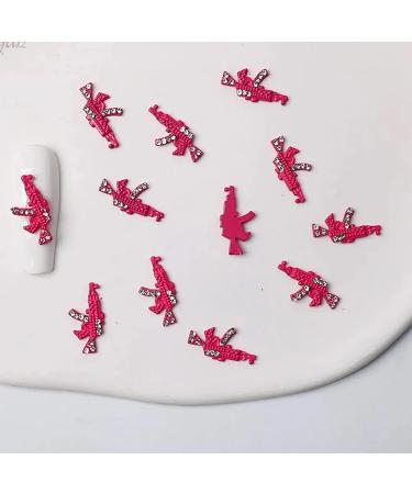 3D Gun Nail Charms 22PCS - Gold, Silver, Pink Alloy Rabbit Rhinestone Nail Art Decorations - Buy Online on GoSupps.com