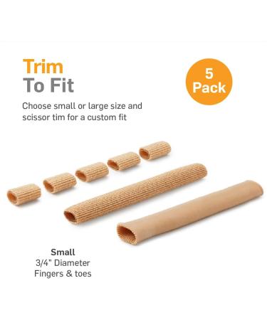 NatraCure Gel Toe Tube Cushion Sleeves (Small) - 5 Piece Trim-to-Fit Set for Corns, Blisters, Hammertoes, Calluses - 5 Pack - Buy Online on GoSupps.com