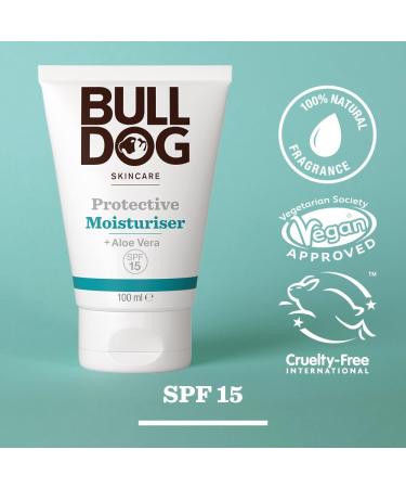 BULLDOG - Skincare for Men | Protective Moisturiser | Face Cream With SPF 15 | 100 ml - Buy Online on GoSupps.com