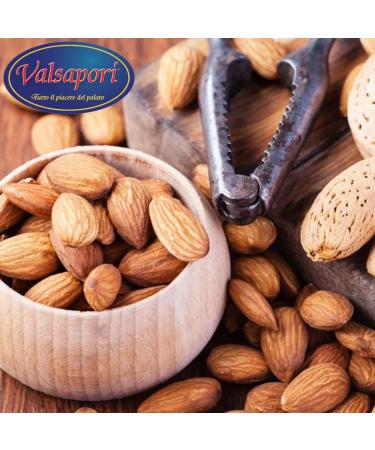 HOME LINE Valsapori - TOASTED ALMONDS - 200g pack - Origin: Sicily | Shelled roasted and salted Italian almonds - Dried fruit snack a source of calcium phosphorus and magnesium - Buy Online on GoSupps.com