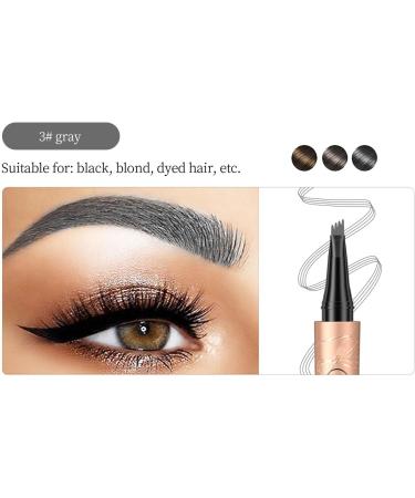 Eyebrow Pencil 4-Point Fork Tip Waterproof Eyebrow Pencil Smudgeproof Eyebrow Pencil Long Lasting Natural (3) - Buy Online on GoSupps.com