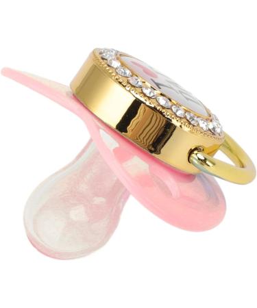Pink Baby Pacifier with Chain Clip | 6-18 Months Infant Dummy Pacifier | Bling I Love Dad Pattern | Newborn Soother - Buy Online on GoSupps.com