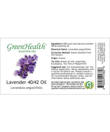 Lavender 40-42 4 fl oz (118 ml) Glass Bottle w/Glass Dropper 100% Pure Essential Oil GreenHealth - Buy Online on GoSupps.com