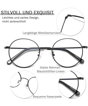 Musivon Blue Light Filter Glasses for Men & Women - Round Black Metal Frame No Prescription Needed - Protect Your Eyes While Working on Computers - Buy Online on GoSupps.com