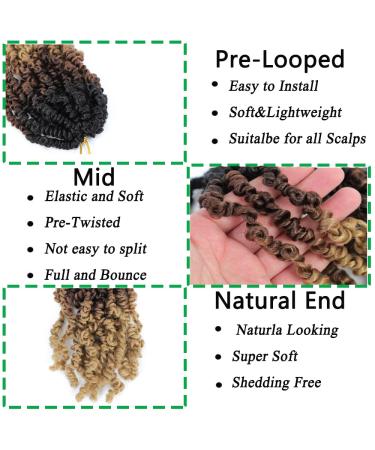 8 Packs Pre-twisted Passion Twist Crochet Hair 8 Inch | Pre-looped Braiding Hair for Black Women | Synthetic Hair Extensions in 1B/30/27 - Buy Online on GoSupps.com