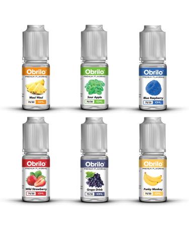 50ml Liquid Juice, Sampler 6 Pack, Short Fill Bottles Ready for Use DIY, Make Your Own Juice Sampler Pack