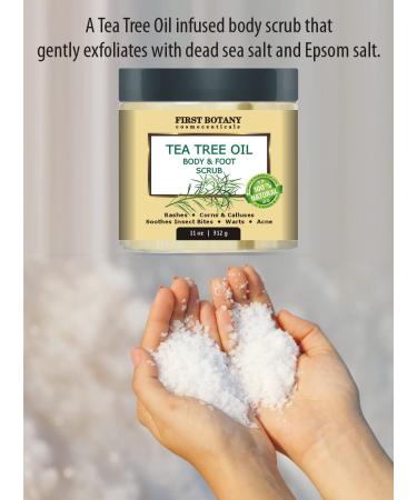 Tea Tree Oil Body & Foot Scrub with Dead Sea Salt - Natural Solution for Acne, Dandruff, Warts, Calluses & Body Odor - Buy Online on GoSupps.com
