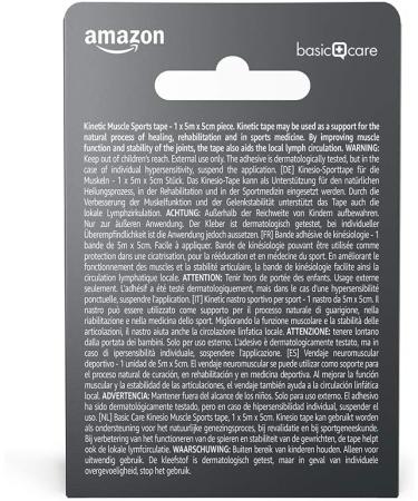 Amazon Basic Care Kinetic Muscle Sports Tape 5m x 5cm Pack of 2 Black/ Beige Black Beige - Buy Online on GoSupps.com