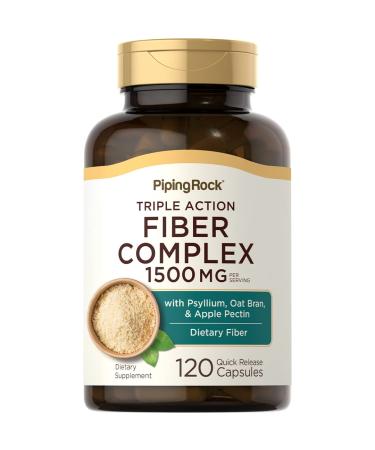 Piping Rock Fiber Complex | 1500mg | 120 Capsules | Triple Action Fiber | with Psyllium Oat Bran and Apple Pectin | Non-GMO Gluten Free Supplement