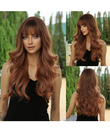 Olei long corrugated ombre ginger wig with pony for women natural synthetic hair wear heat -resistant wigs for daily party cosplay - Buy Online on GoSupps.com