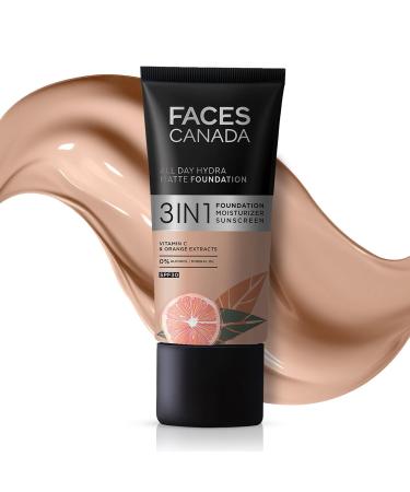 Hydra Matte Foundation|3-In-1 Foundation + Moisturizer Cream| Aloe Hydration&Vitamin C|Long Wear|Medium To High Buildable Coverage|Warm Natural 021|25Ml Pack Of 1