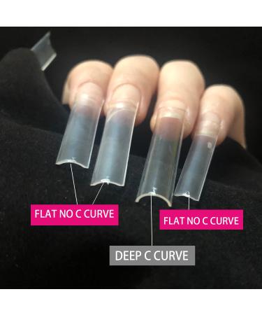 XXL No C Curve Straight Square Nail Tips - 500 Pcs Extra Long Fake Nail Tips Clear - Acrylic Nails for Women - Nail Salon Quality - Buy Online on GoSupps.com