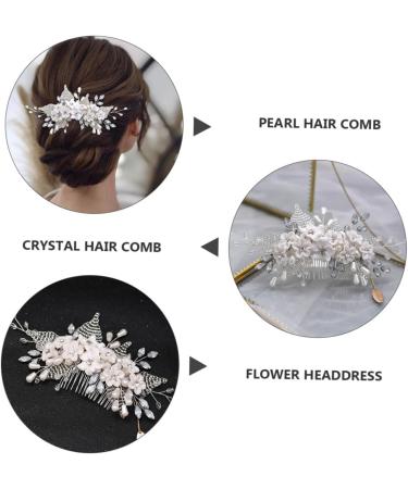 Angoily 1pc Bridal Headwear Chinese Decor Wedding Hair Clip Silver Rhinestones Bridal Hair Clip Tiara Flower Hair Comb Headdress Bride Hair Accessories Crystal Pearl Flowers - Buy Online on GoSupps.com