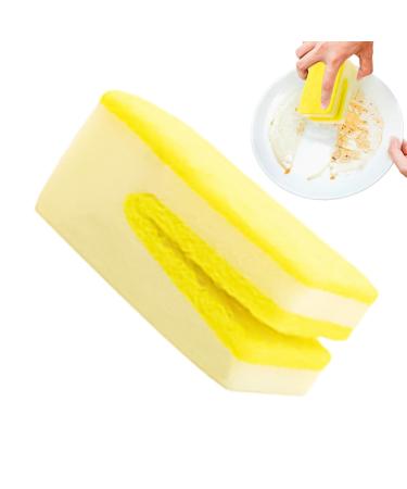 Huyath Scrub Sponges Kitchen U-Shaped Dish Scrubber Scouring Pad | Kitchen Sponges and Scrubbers Dish Wash Sponge Scrubbing Sponge for Cleaning Dishes Yellow
