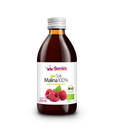 Berries polska bio juice pressed directly from organic fruit cold -pressed - without dyes without sugar without GMO without preservatives - vegan vegetarian organic - flavor raspberry - 250ml raspberry 250 ml (1 Pack)