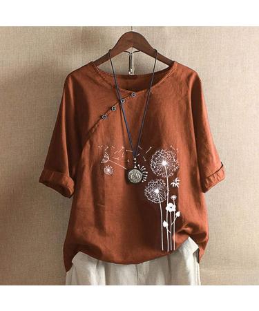 Elegant Women's Summer Ppanguding T-Shirt - Short Sleeve Pusteblume Blouse Tunic Top in Red | International Shipping Available - Buy Online on GoSupps.com