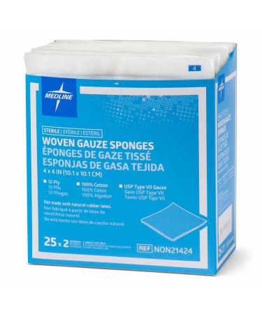 Medline Sterile Gauze Sponge 12 Ply 4x4 - 50 Count Pack - Buy Online on GoSupps.com