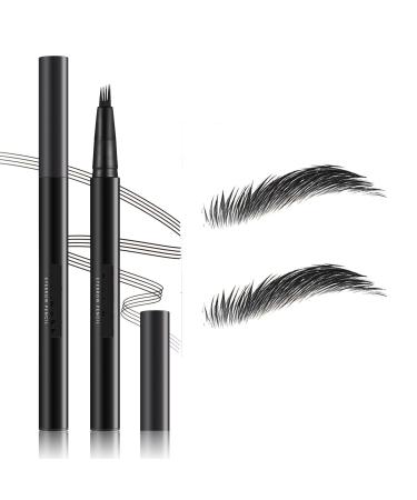 Magic 4-Tip Eyebrow Pencil 2024 New 3D Waterproof And Sweat-proof Microblading Eyebrow Pencil Contouring Pen With 4 Fork Long-Lasting Eyebrow Brush Microblade Eyebrow Pencil (Black)