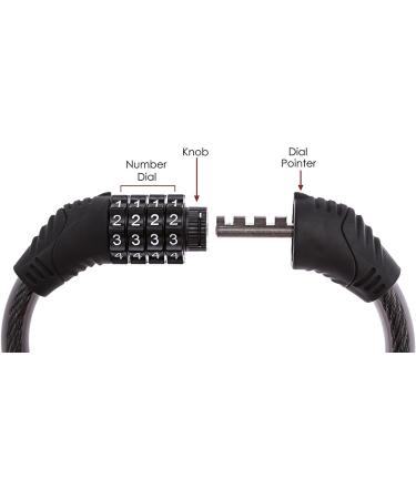 Sanwo Security Bike Lock - 4 Digit Resettable Combination Cable Lock for Bicycle - 2ft x 1/2in - Black - Buy Online on GoSupps.com