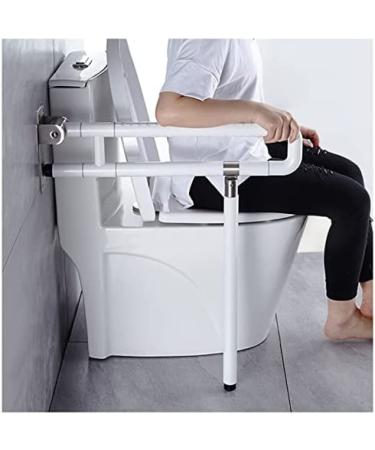 Bathroom Grab Bar Flip Up Toilet Handrail Non Slip Stainless Steel Bathtubs Shower Foldable Safety Support Rail With Leg For Disabled Pregnant Elderly White 29.5Inch White 29.5Inch
