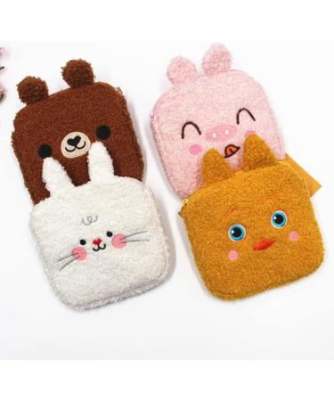 Plush Menstrual Pad Bag - 4pcs Sanitary Paper Pouches, Zipper Coin Purse and Makeup Bag for Women/Girls - Buy Online on GoSupps.com