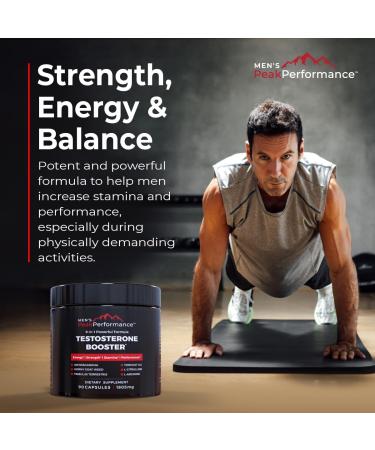 MEN'S PeakPerformance - Testosterone Booster Supplement for Men - Boost Stamina Muscle Growth Energy Strength Endurance & Drive - Ashwagandha Tribulus L-Arginine Tongkat Ali- 90 Capsules - Buy Online on GoSupps.com