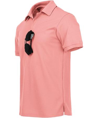 JACKETOWN Men's Moisture Wicking Polo Shirt - Short Sleeve Golf & Outdoor Tactical Polo - X-Large - Coral Red - Buy Online on GoSupps.com