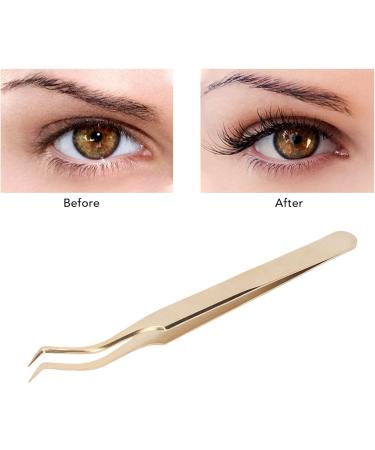 Eyelash Extension Tweezers - Precision Stainless Steel Professional Grade Golden Finish Strong Hardness - Buy Internationally - Buy Online on GoSupps.com