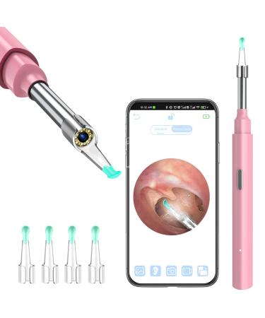 Ear Camera Ear Wax Remover Camera Earwax Remover Tool 1920P FHD Wireless Ear Otoscope with LED Lights Ear Scope with Ear Wax Cleaner Tool for iPhone iPad & Android Smart Phones(Pink)