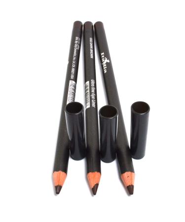Italia Deluxe 1002 Dark Brown Ultra Fine Eye Liner Pencil Set - 3 Piece Bundle with Free Zip Bag - Buy Online on GoSupps.com