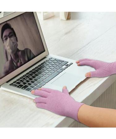 2-Pair Arthritis Compression Gloves for Rheumatoid & Osteoarthritis Relief - Fingerless, Breathable, Moisture-Wicking - Purple Small - Women & Men - Buy Online on GoSupps.com